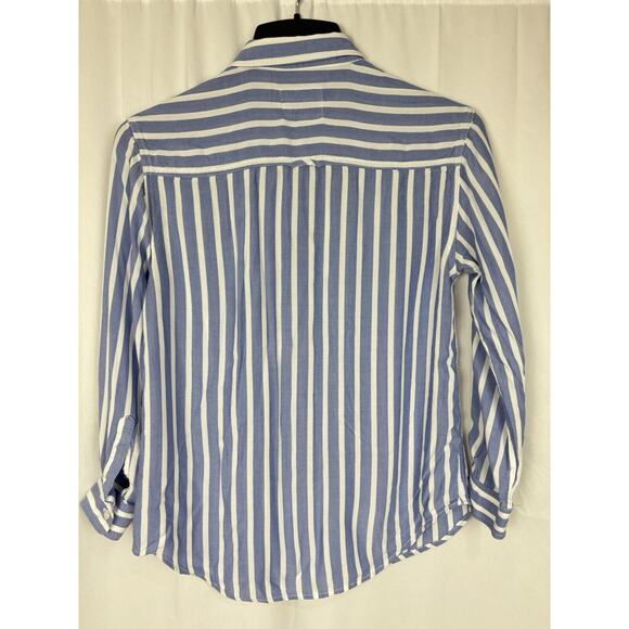 Rails Janelle Blouse Women's Size XS Button Front Long Sleeve Blue White Stripe - Picture 2 of 9